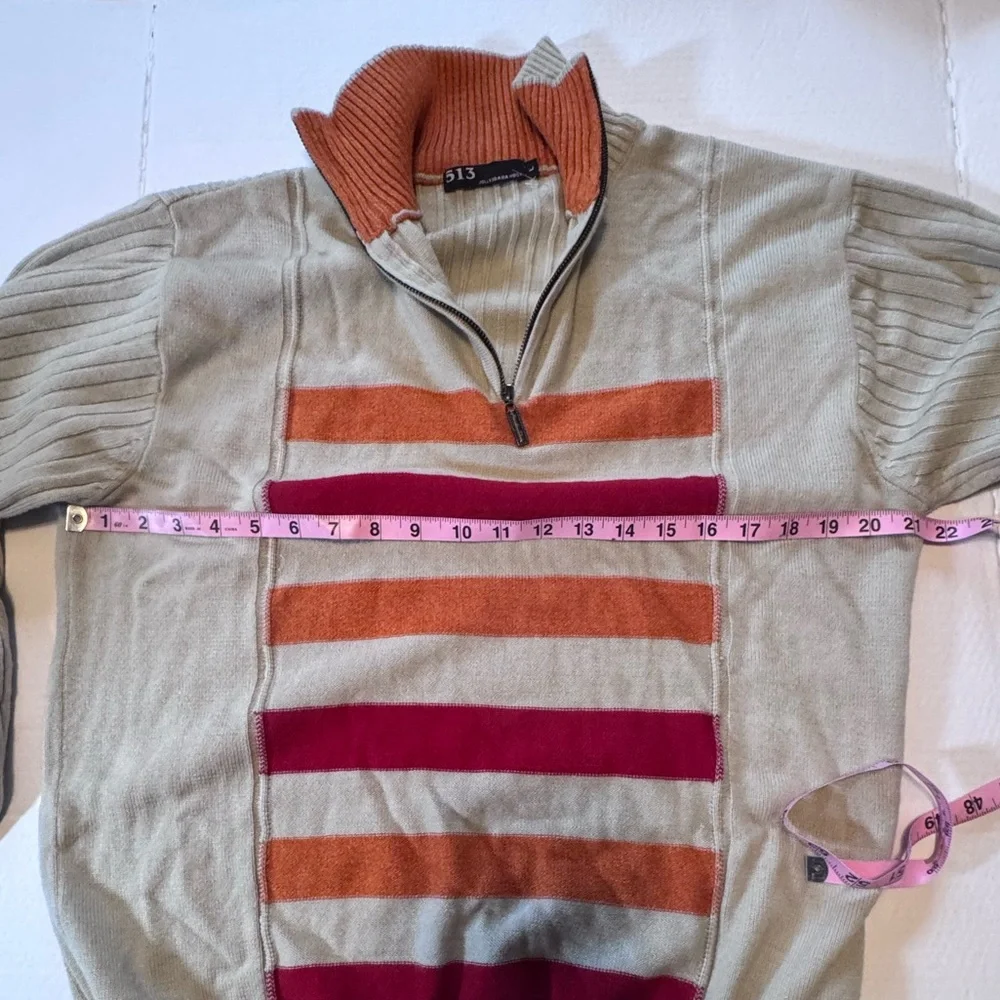 513 Clothing Concepts Retro Striped 1/4 Zip Sweater - Wool Blend - Size Large - Picture 5 of 11